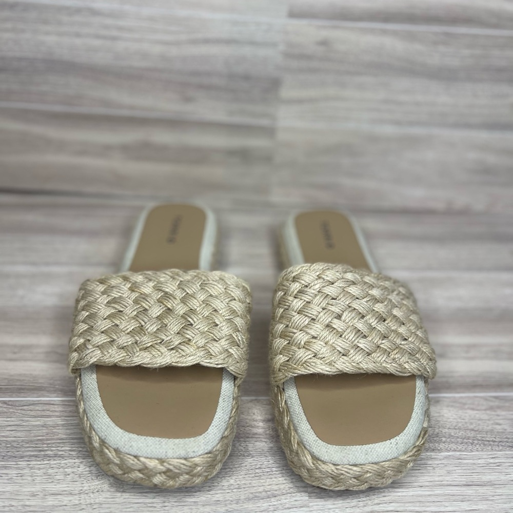 Torrid Woven Beige Slide Sandals 10WW